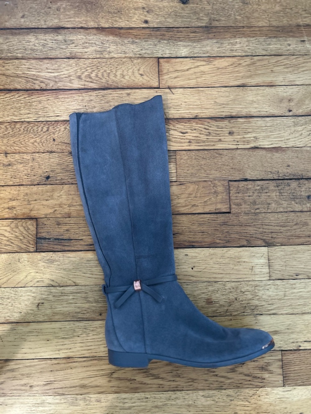 Ted Baker Gray Suede Over-the-Knee Boot with Bow Accent